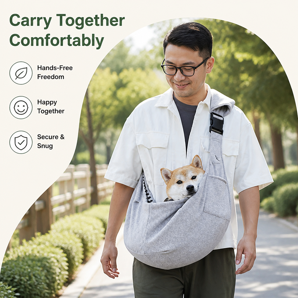 Sac de transport ergonomique pour animaux Ortekor (mains libres, en bandoulière, convient aux animaux jusqu'à 6,5 kg)