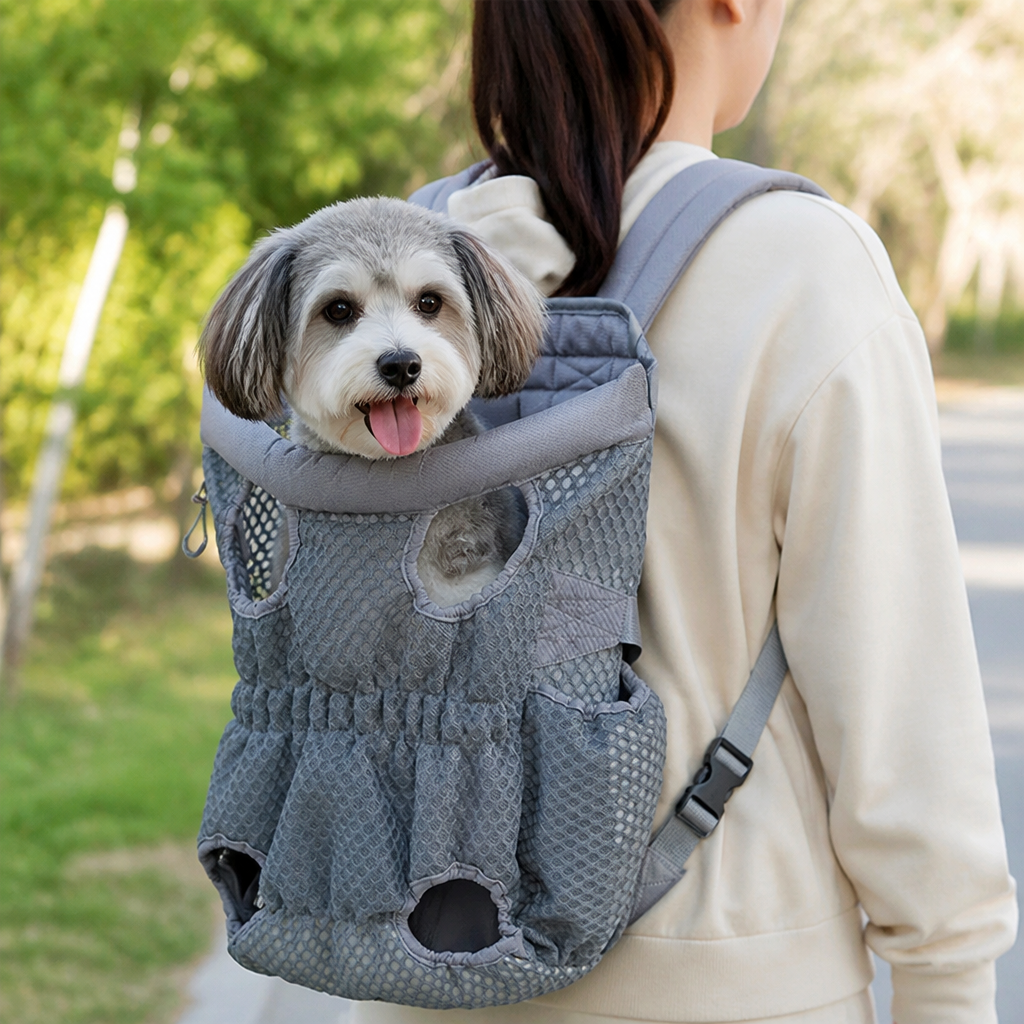 Ortekor Ergonomic Padded-Strap & Safety-Rope Dog Carrier Backpack