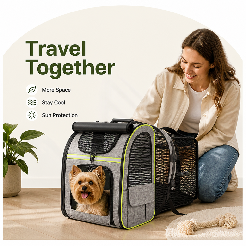 Ortekor Expandable Breathable Mesh Cat Carrier Backpack (Integrated Shade Cover)