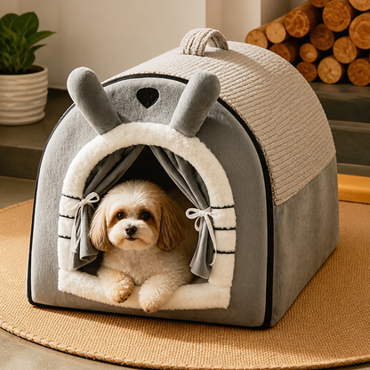 Ortekor Fleece & High-Rebound Sponge Dog Bed (Removable Washable Cover)