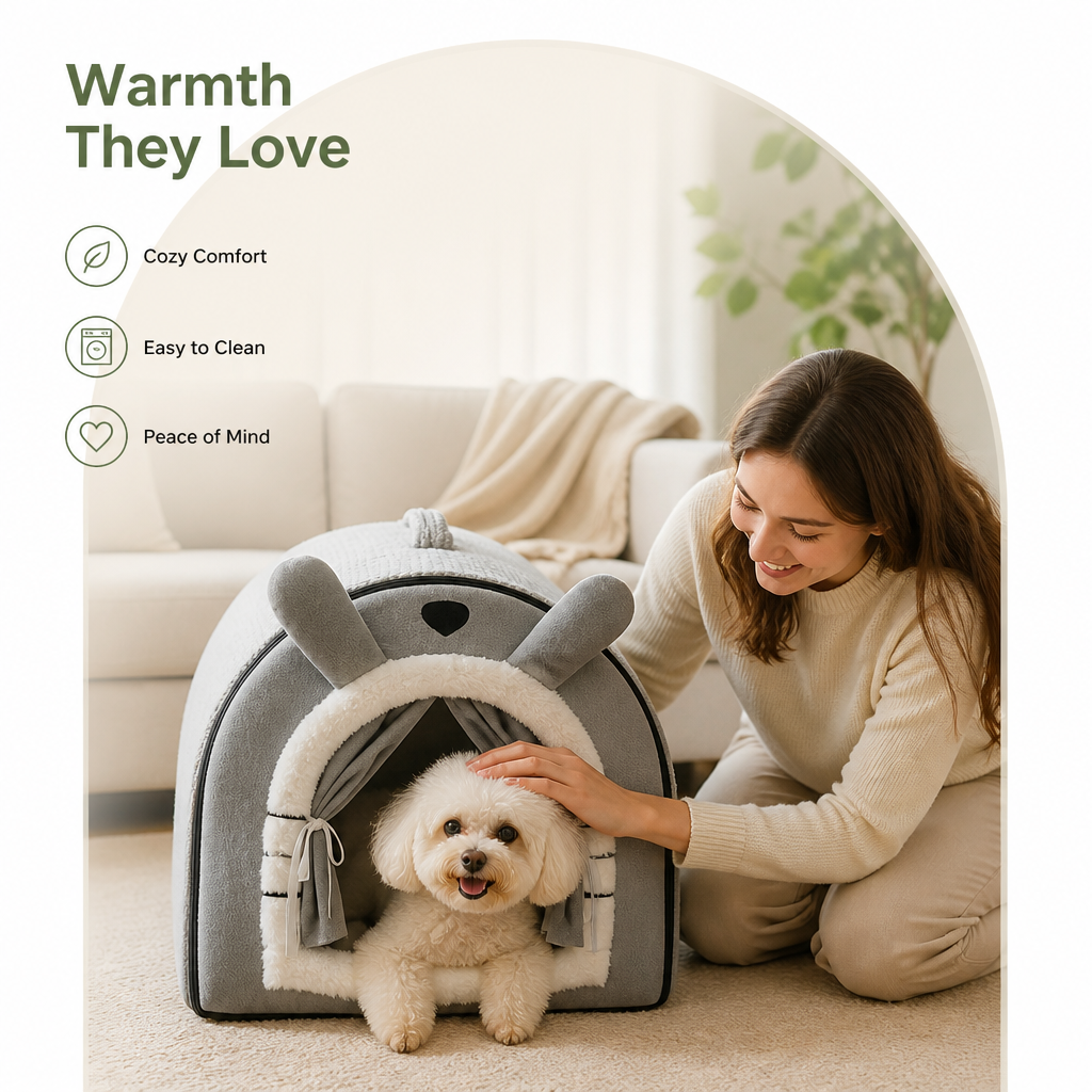 Ortekor Fleece & High-Rebound Sponge Dog Bed (Removable Washable Cover)
