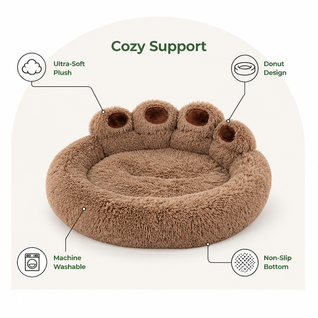 Ortekor Fluffy Winter Warm & Washable Donut Dog Bed (Removable Cover)