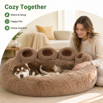 Ortekor Fluffy Winter Warm & Washable Donut Dog Bed (Removable Cover)