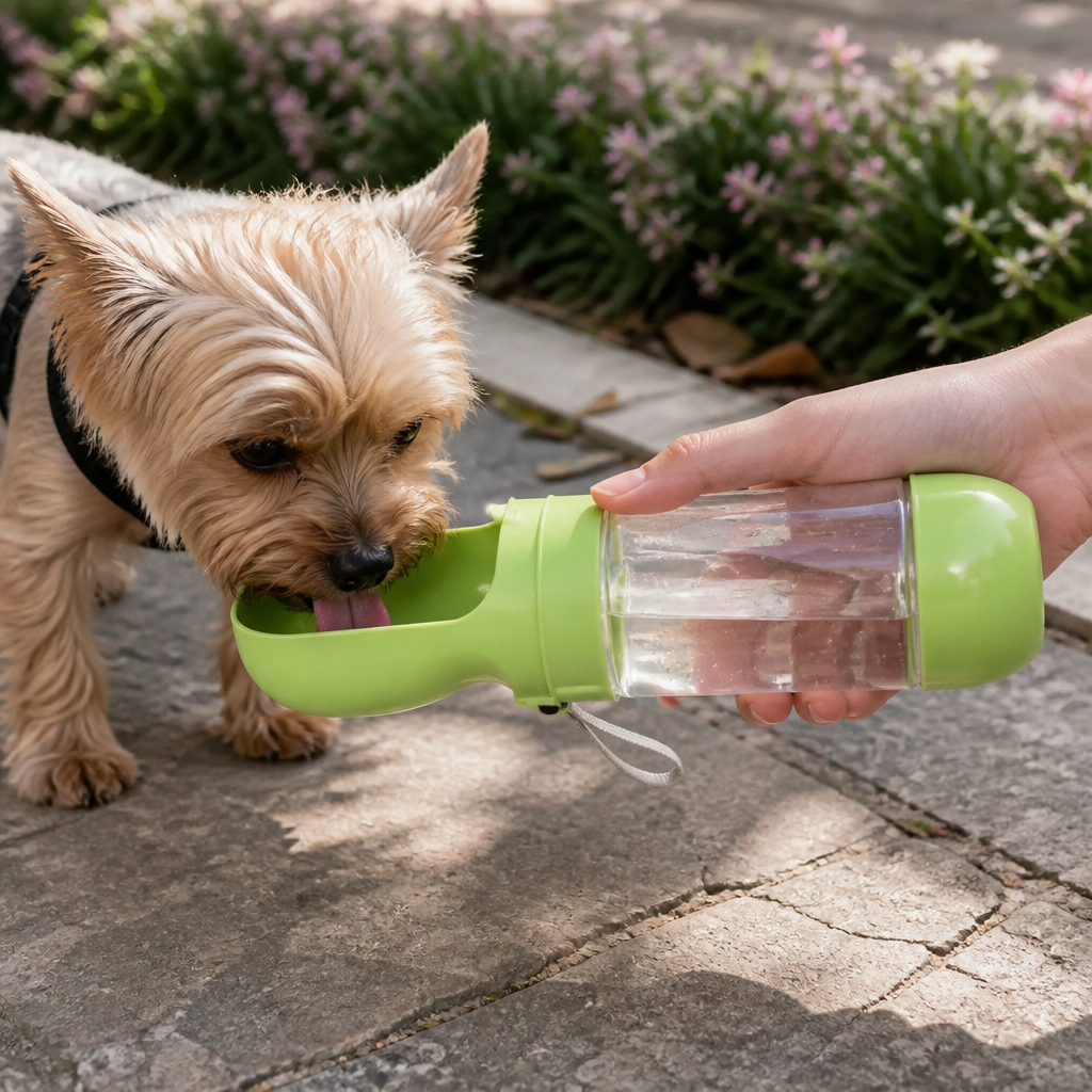 Ortekor Foldable 2-in-1 Travel Water Bottle & Feeder