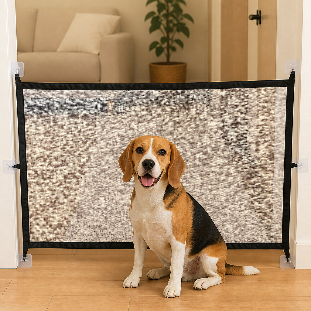Ortekor Foldable Breathable Mesh Dog Gate (Includes 6 Hooks)