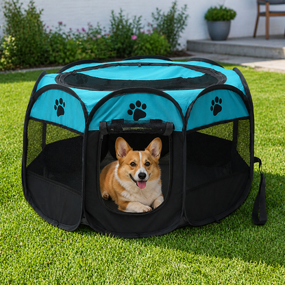 Ortekor Foldable Breathable Mesh Pet Play Pen (Detachable Zip Top & Bottom)