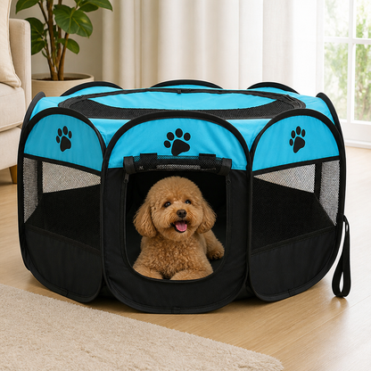 Ortekor Foldable Breathable Mesh Pet Play Pen (Detachable Zip Top & Bottom)