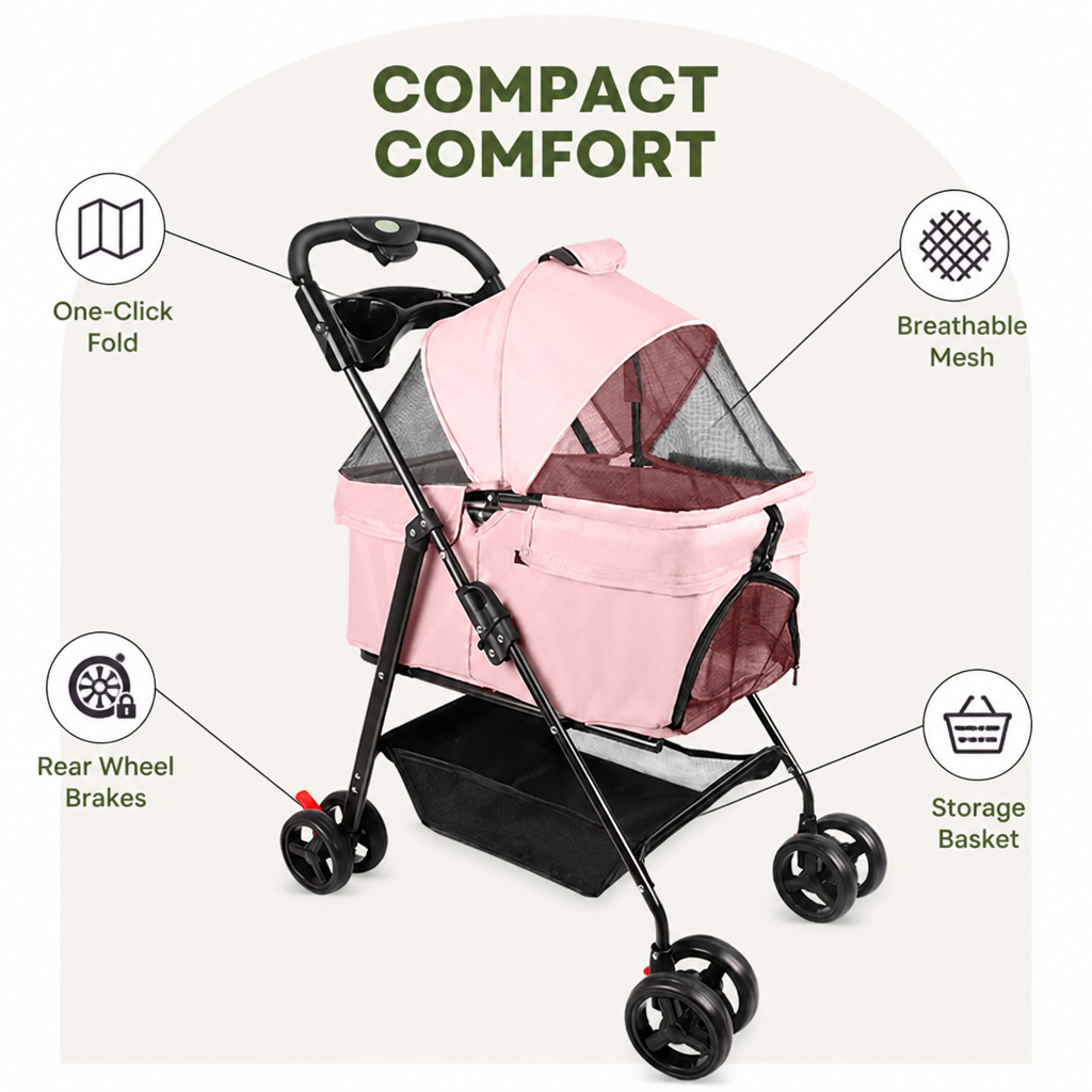 Ortekor Foldable & Detachable Pet Stroller (One-Touch Fold)