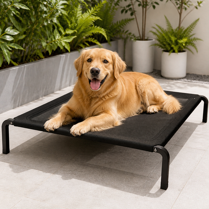 Ortekor Foldable Elevated Breathable Mesh Dog Bed (Detachable Canopy)