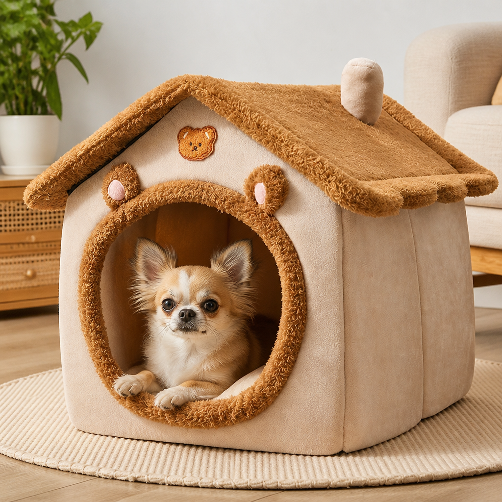 Ortekor Foldable Fleece-Lined Rebound Foam Pet House