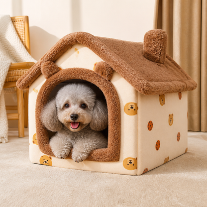 Ortekor Foldable Fleece-Lined Rebound Foam Pet House