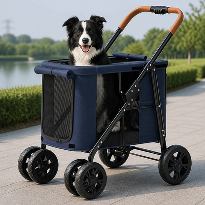 Ortekor Foldable Large-Capacity All-Terrain Wheels Dog Stroller