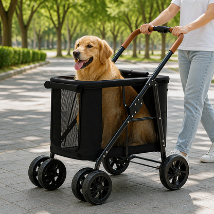Ortekor Foldable Large-Capacity All-Terrain Wheels Dog Stroller
