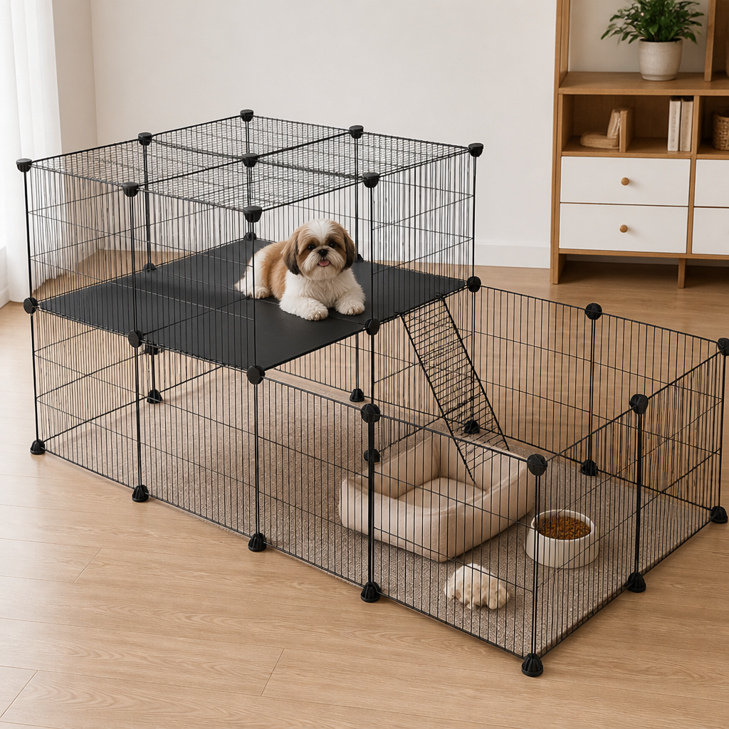 Ortekor Foldable & Modular Pet Playpen (With Door & Ladder)