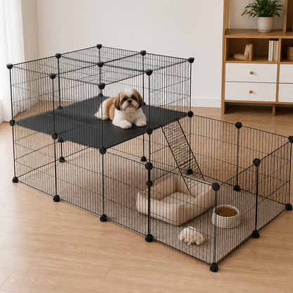 Ortekor Foldable & Modular Pet Playpen (With Door & Ladder)