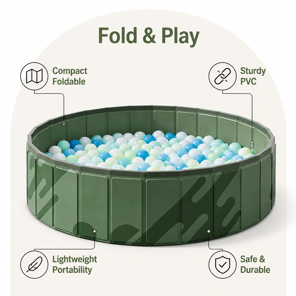 Ortekor Foldable PVC Ball Pit Play Pool (Indoor & Outdoor)