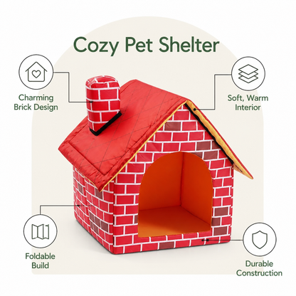 Ortekor Foldable Plush Brick Wall Pet House (Small)
