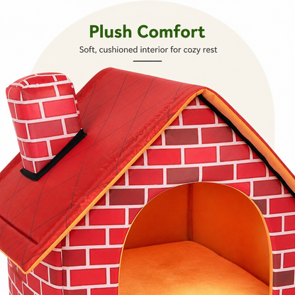 Ortekor Foldable Plush Brick Wall Pet House (Small)