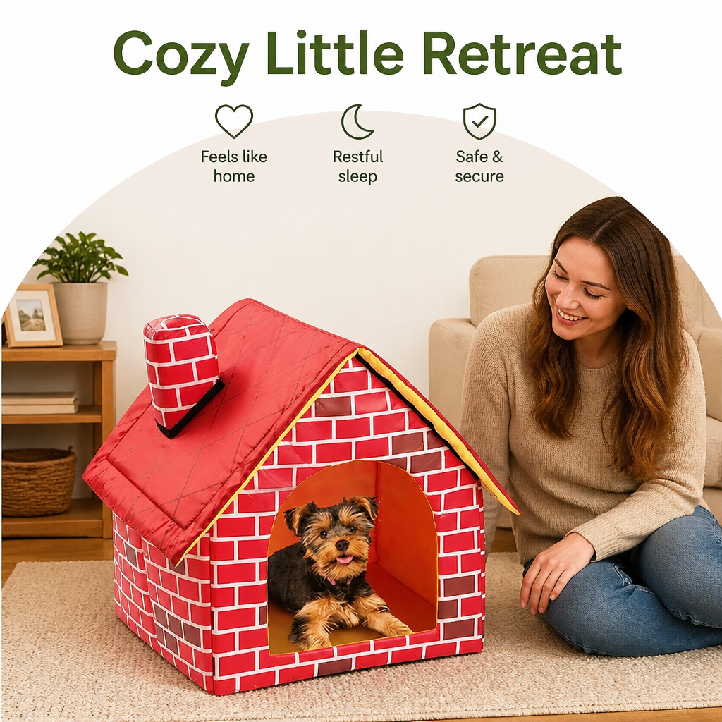 Ortekor Foldable Plush Brick Wall Pet House (Small)