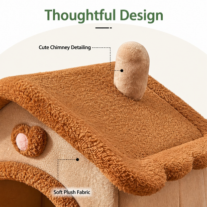 Ortekor Foldable Plush Velvet & Flannelette Pet House (Removable Washable Cushion)