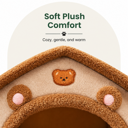Ortekor Foldable Plush Velvet & Washable Pet House (Removable Cushion)