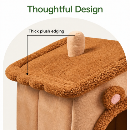 Ortekor Foldable Plush Velvet & Washable Pet House (Removable Cushion)