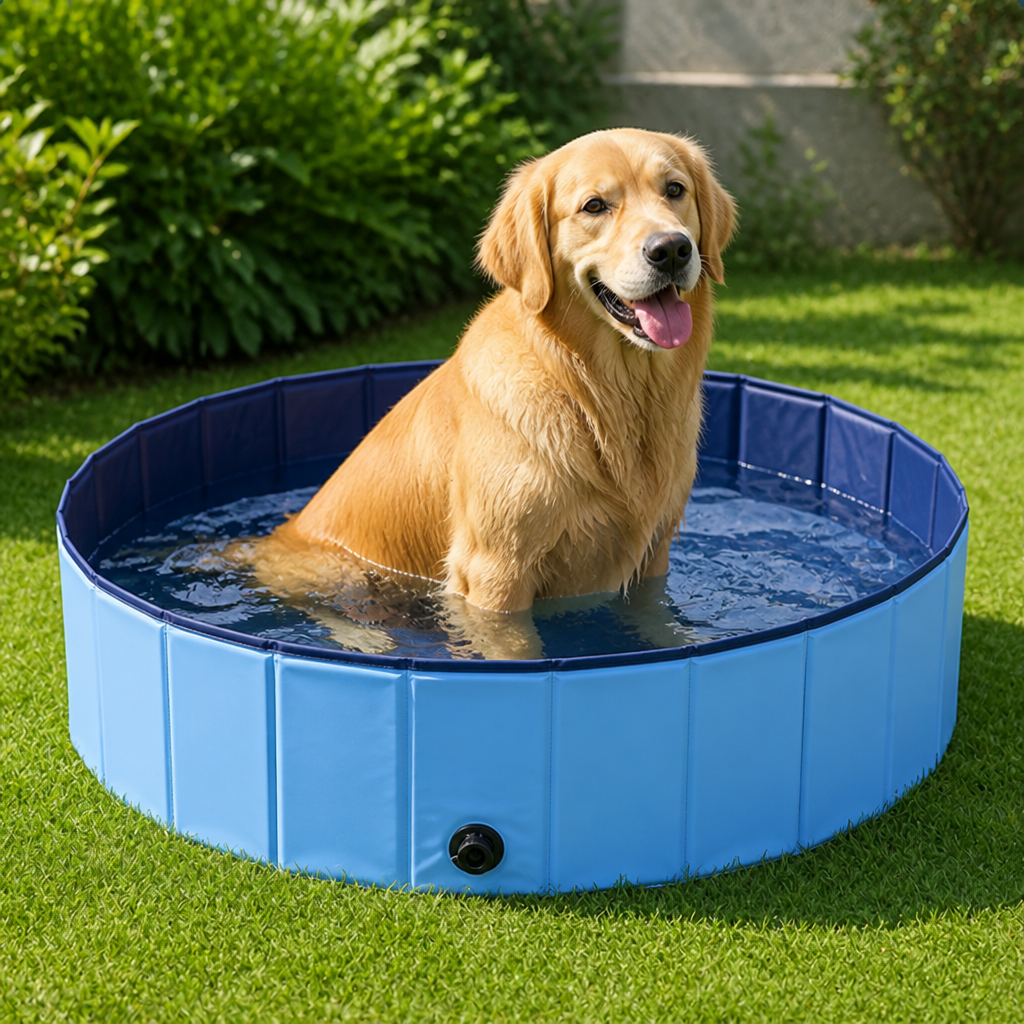 Ortekor Foldable Portable Dog Pool (Drain Valve)