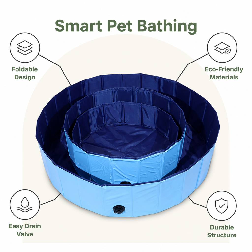 Ortekor Foldable Portable Dog Pool (Drain Valve)