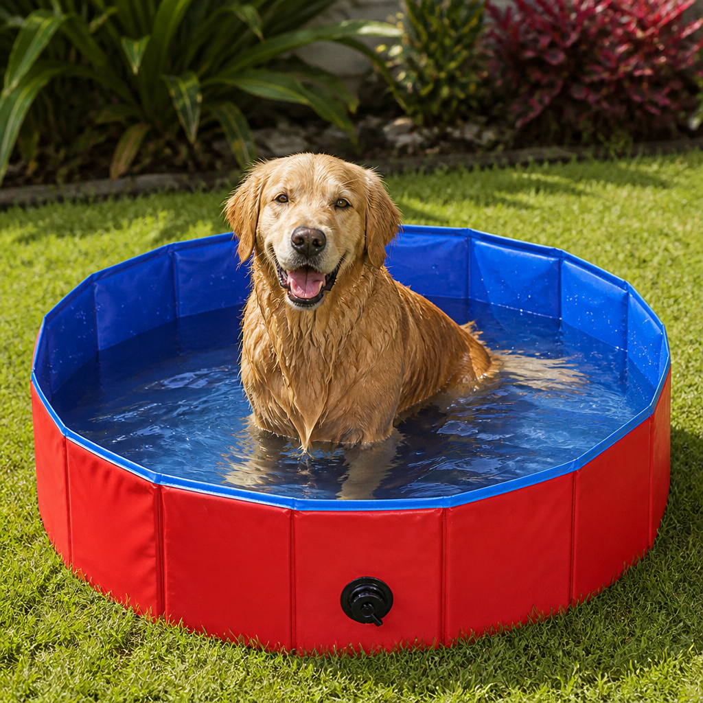 Ortekor Foldable Portable Dog Pool (Drain Valve)