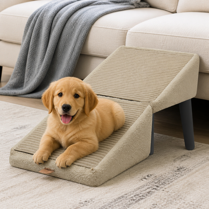 Ortekor Foldable Scratch-Resistant Wood Pet Ramp (Slip-Resistant Surface)