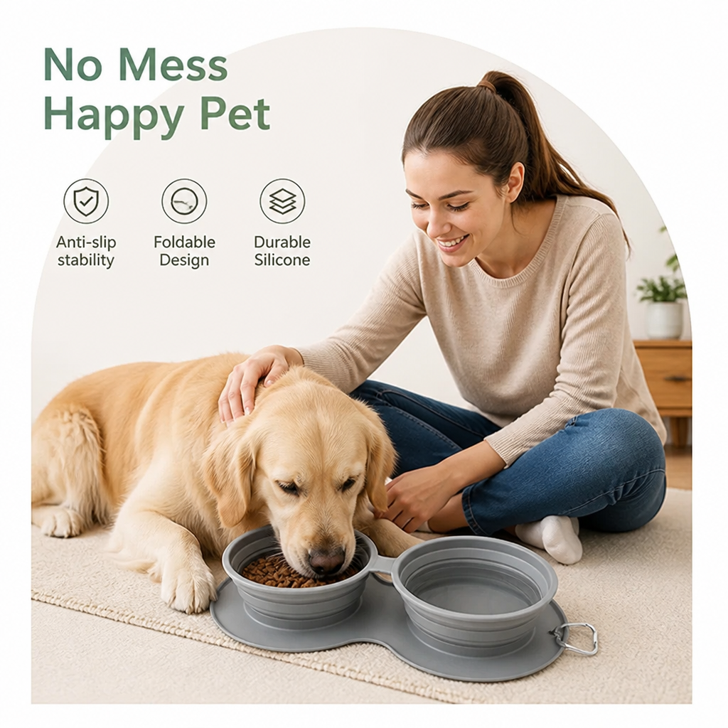 Ortekor Foldable Silicone Anti-Slip Travel Bowl