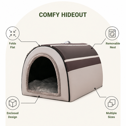 Ortekor Foldable & Washable Enclosed Dog Bed (Removable Nest)