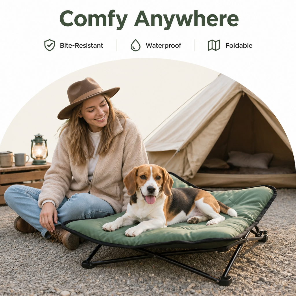 Ortekor Foldable Waterproof & Bite-Resistant Pet Bed (Detachable Pads)