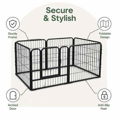 Ortekor Foldable Wood & Steel Pet Playpen