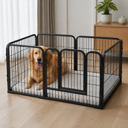 Ortekor Foldable Wood & Steel Pet Playpen