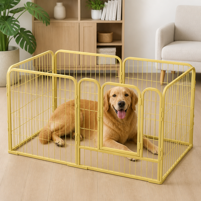 Ortekor Foldable Wood & Steel Pet Playpen