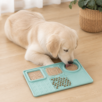 Ortekor Food-Grade Silicone Suction-Cup Licking Mat (4-Section)