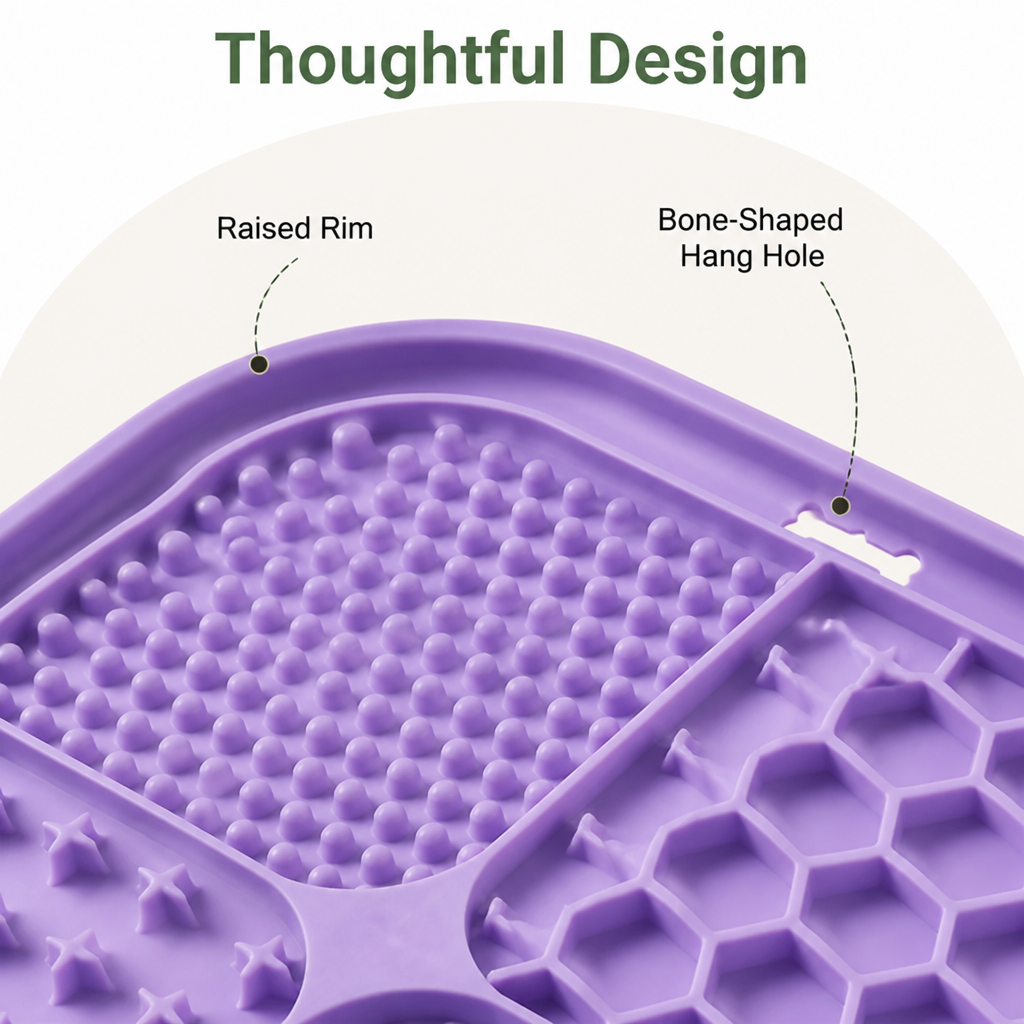Ortekor Food-Grade Silicone Suction-Cup Licking Mat (4-Section)