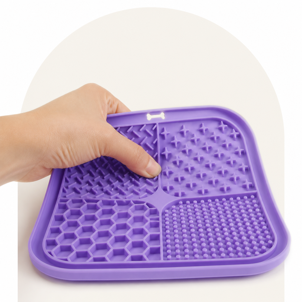 Ortekor Food-Grade Silicone Suction-Cup Licking Mat (4-Section)