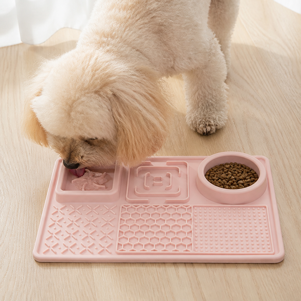 Ortekor Food-Grade Silicone Suction-Cup Licking Mat (4-Section)