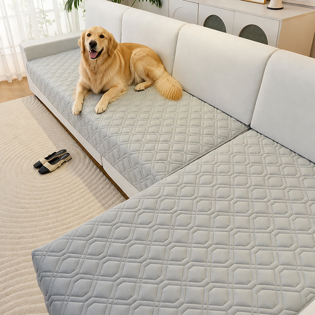 Ortekor Geometric Scratch & Stain-Resistant Sofa Cover (L-Shaped)