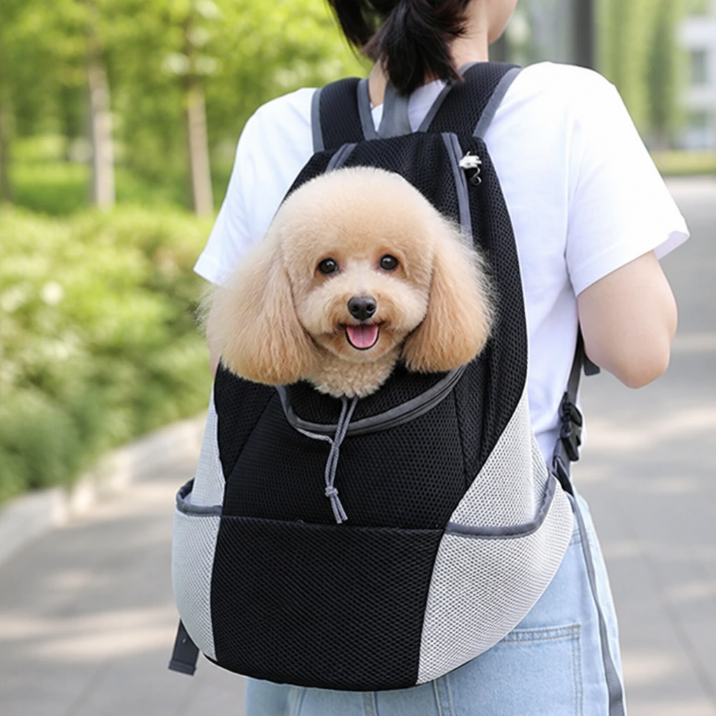 Ortekor Hands-Free & Safety Lock Oxford Mesh Dog Carrier Backpack (Machine-Washable)