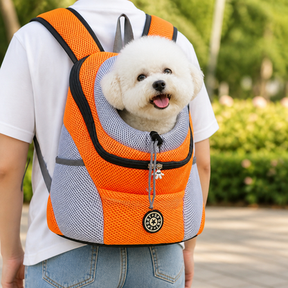 Ortekor Hands-Free & Safety Lock Oxford Mesh Dog Carrier Backpack (Machine-Washable)