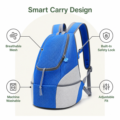 Ortekor Hands-Free & Safety Lock Oxford Mesh Dog Carrier Backpack (Machine-Washable)