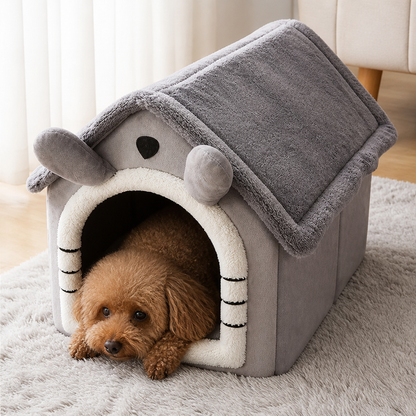 Ortekor Heated Plush Velvet & Flannel Pet House (Removable Cushion)