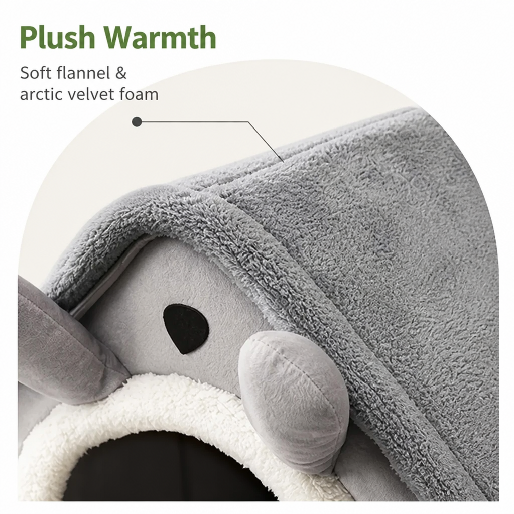 Ortekor Heated Plush Velvet & Flannel Pet House (Removable Cushion)