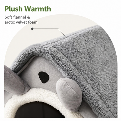 Ortekor Heated Plush Velvet & Flannel Pet House (Removable Cushion)
