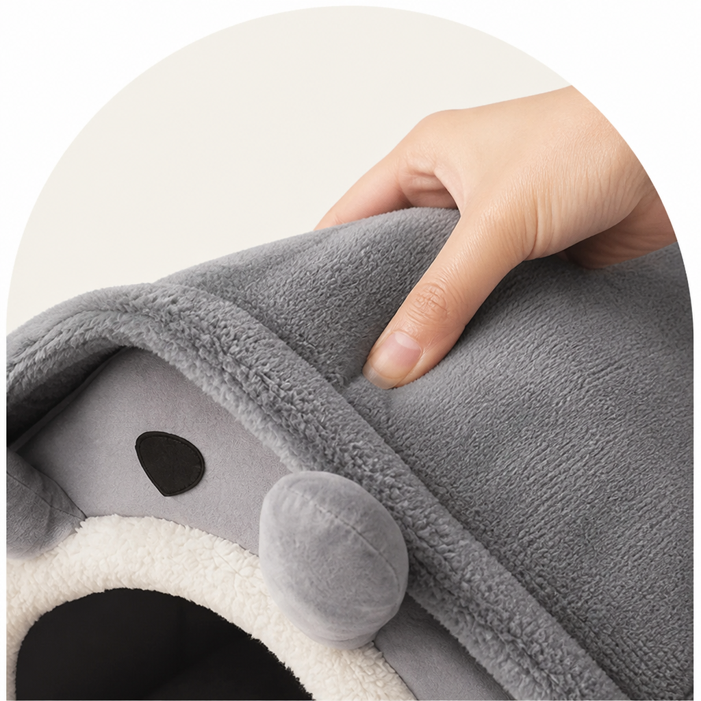 Ortekor Heated Plush Velvet & Flannel Pet House (Removable Cushion)