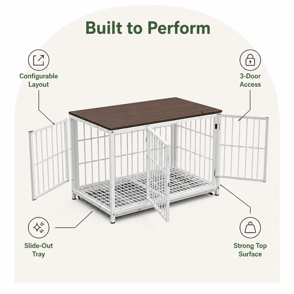 Cage pour chien robuste à 3 portes Ortekor (plateau coulissant amovible)