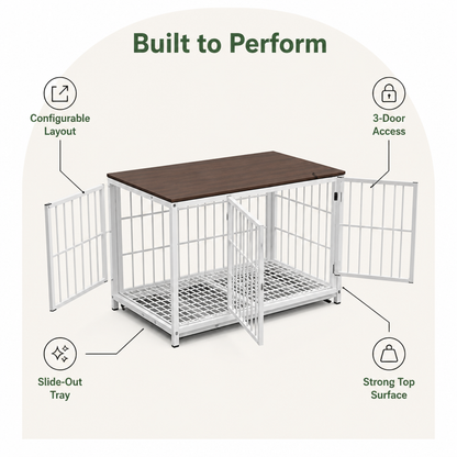 Cage pour chien robuste à 3 portes Ortekor (plateau coulissant amovible)